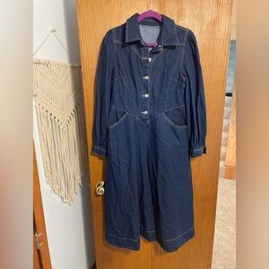Cottagecore Denim Dress. Tailored, pockets Sz L